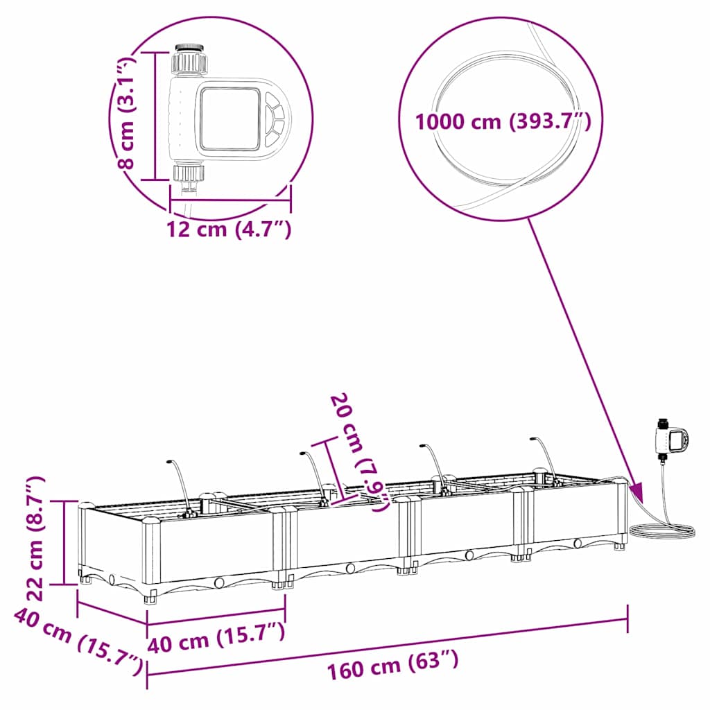 Γλάστρα Κήπου 4 pcs Ανοιχτό Γκρι Ατσάλι - Pakobazaar
