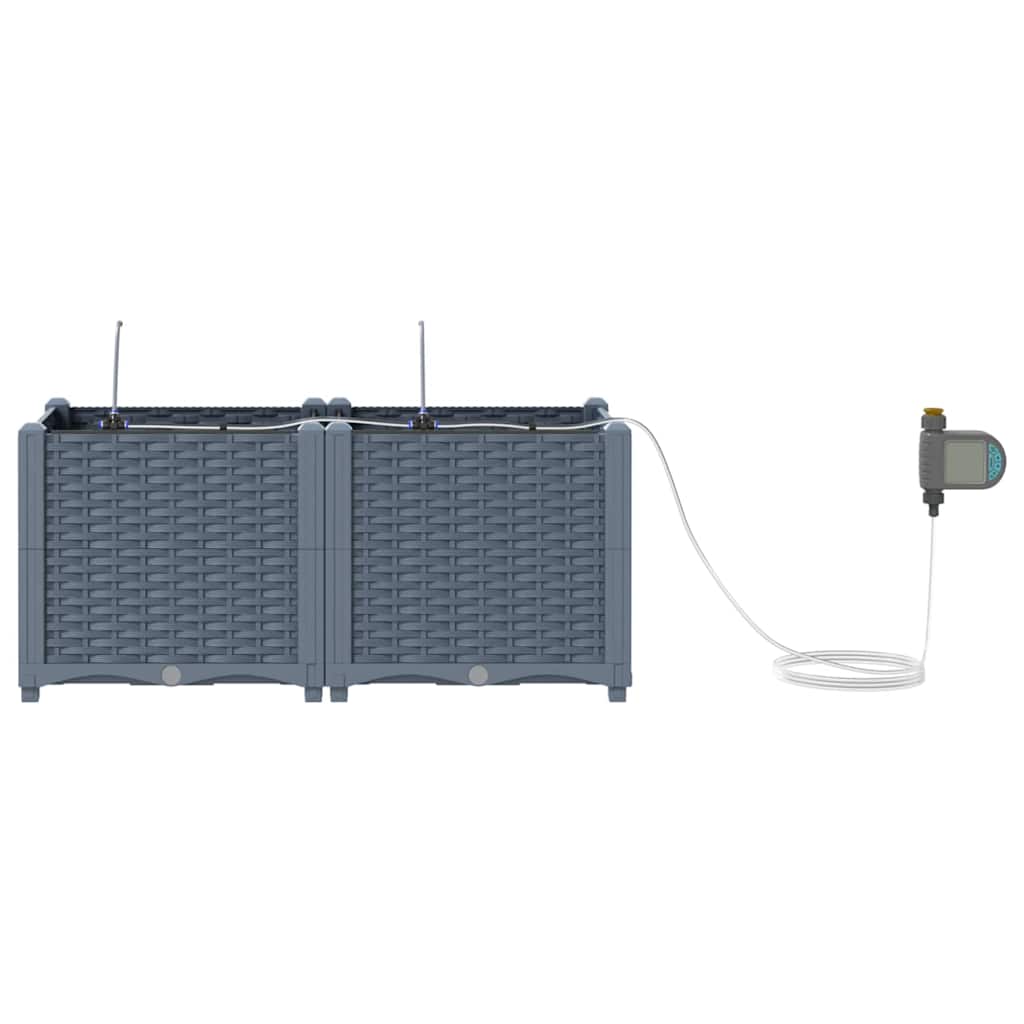 Γλάστρα Κήπου 2 pcs Ανοιχτό Γκρι Ατσάλι - Pakobazaar