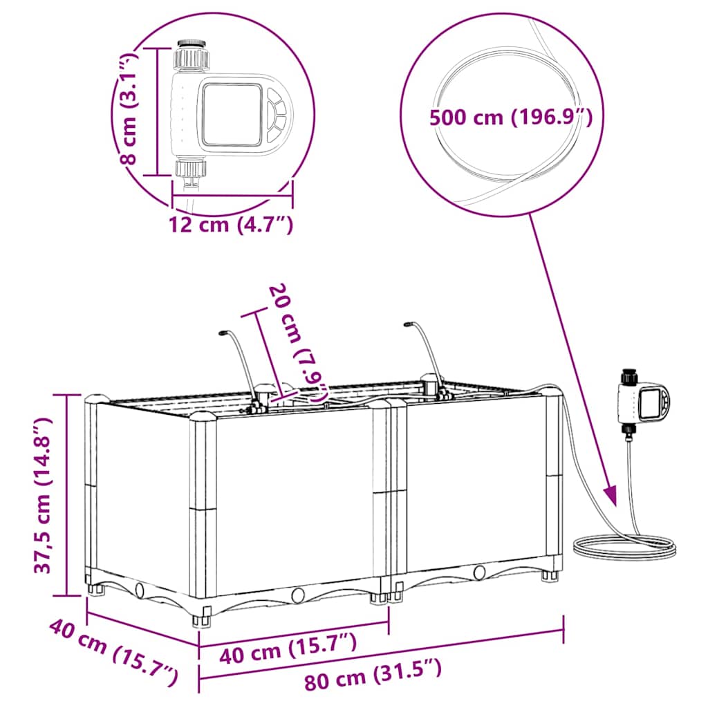 Γλάστρα Κήπου 2 pcs Ανοιχτό Γκρι Ατσάλι - Pakobazaar