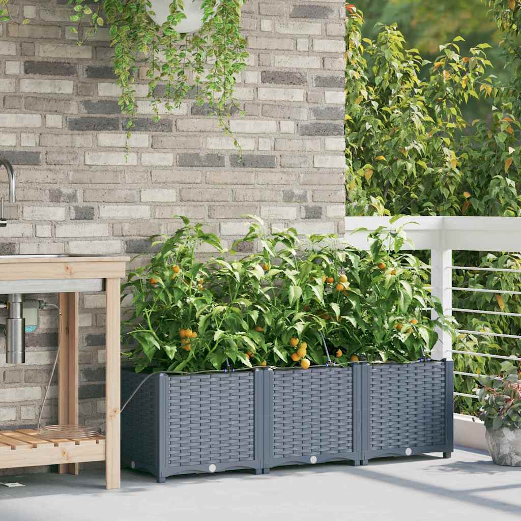 Γλάστρα Κήπου 3 pcs Ανοιχτό Γκρι Ατσάλι - Pakobazaar