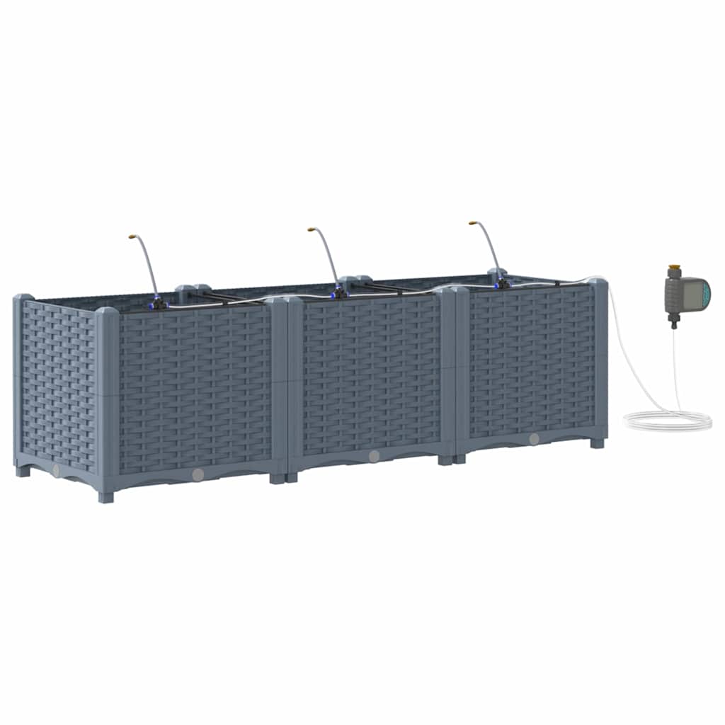 Γλάστρα Κήπου 3 pcs Ανοιχτό Γκρι Ατσάλι - Pakobazaar