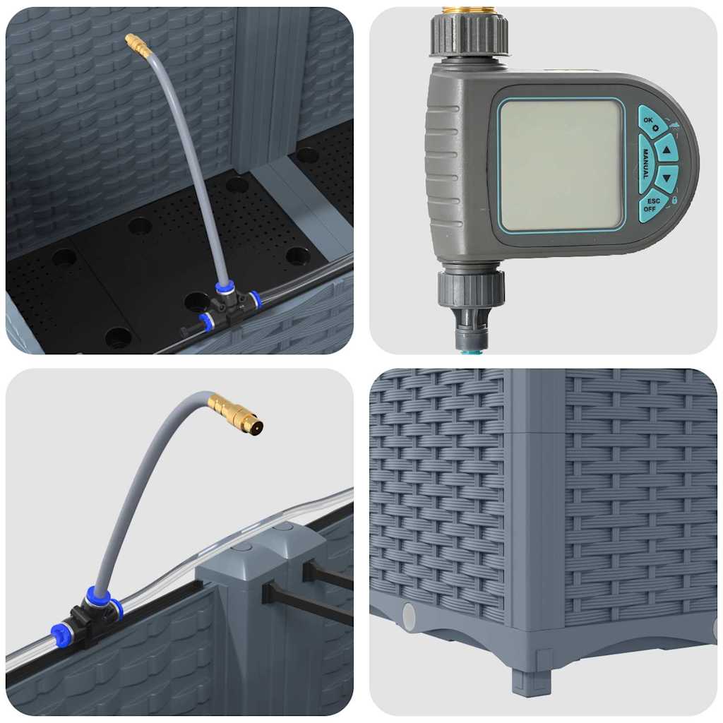 Γλάστρα Κήπου 4 pcs Ανοιχτό Γκρι Ατσάλι - Pakobazaar