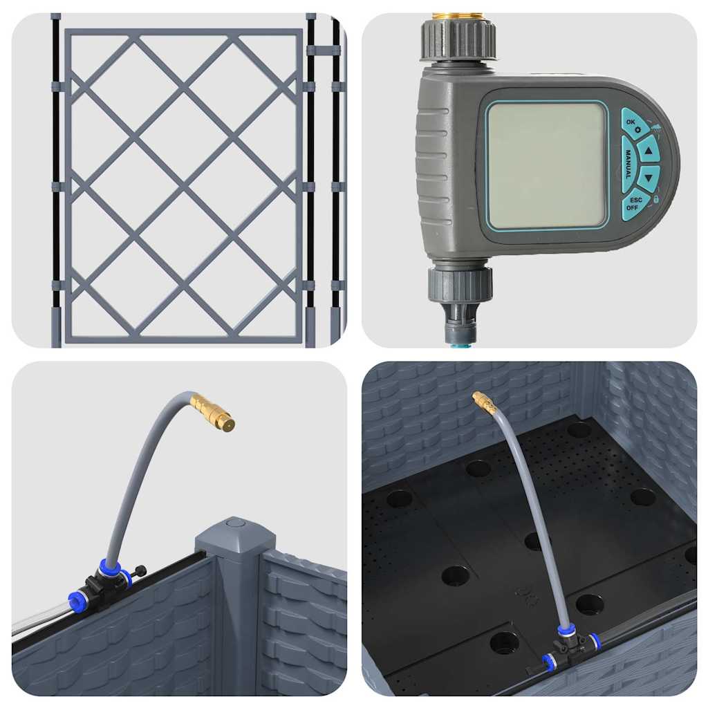 Γλάστρα Κήπου Ανοιχτό Γκρι 40 x 40 x 126 cm Ατσάλι - Pakobazaar