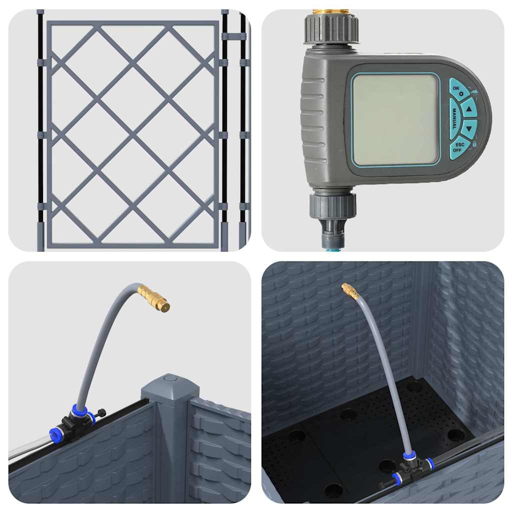 Γλάστρα Κήπου 2 pcs Ανοιχτό Γκρι Ατσάλι - Pakobazaar