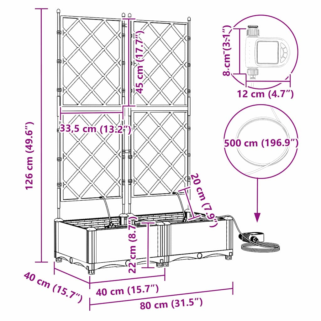 Γλάστρα Κήπου 2 pcs Ανοιχτό Γκρι Ατσάλι - Pakobazaar