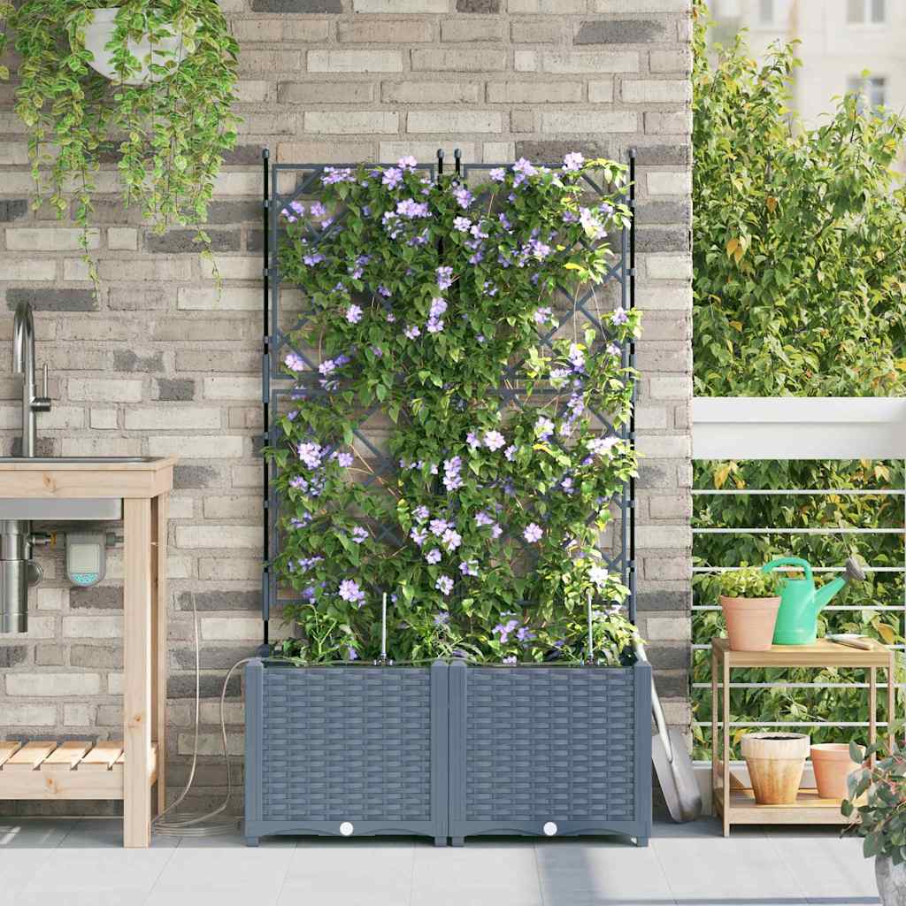 Γλάστρα Κήπου 2 pcs Ανοιχτό Γκρι Ατσάλι - Pakobazaar