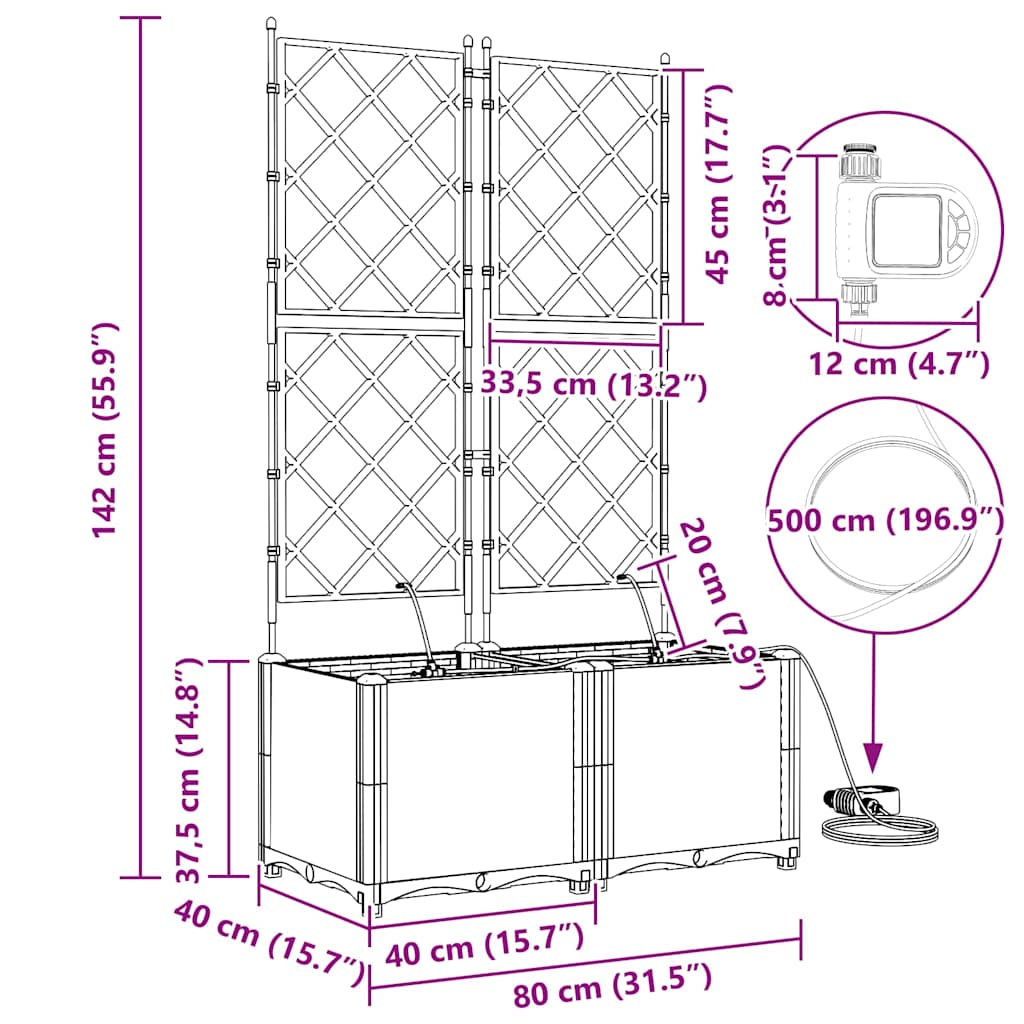 Γλάστρα Κήπου 2 pcs Ανοιχτό Γκρι Ατσάλι - Pakobazaar
