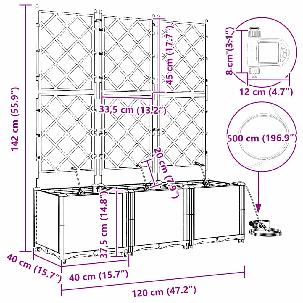 Γλάστρα Κήπου 3 pcs Ανοιχτό Γκρι Ατσάλι - Pakobazaar