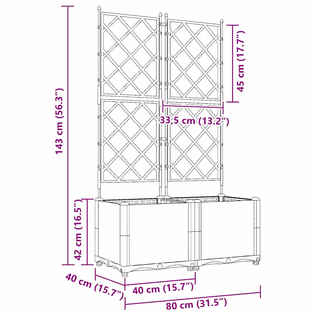 Γλάστρα Κήπου 2 τμχ. Λευκό 80 x 40 x 143 εκ. PP - Pakobazaar