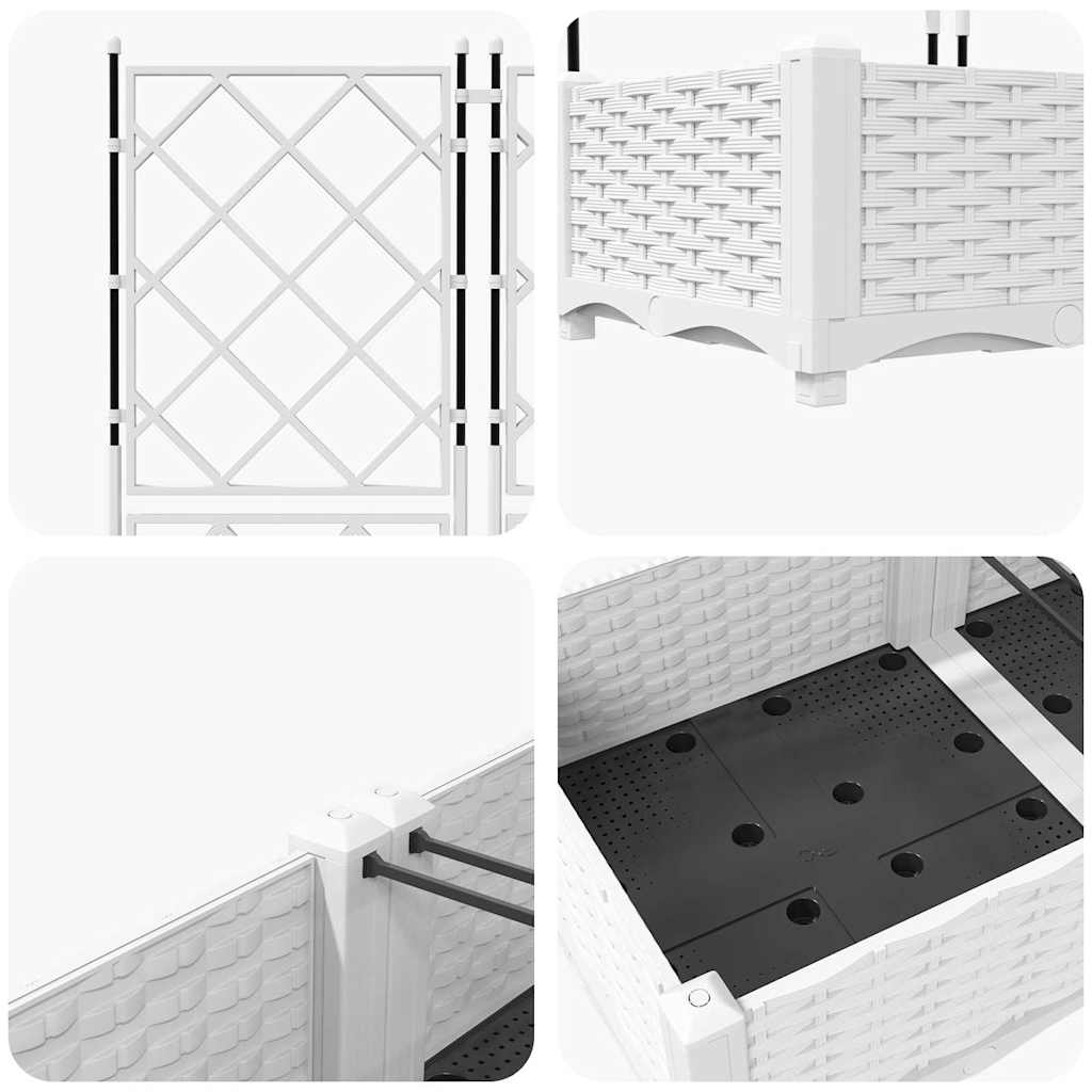 Γλάστρα Κήπου 3 pcs Λευκό 120 x 40 x 125,5 εκ. Ατσάλι - Pakobazaar