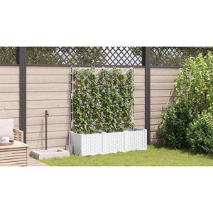 Γλάστρα Κήπου 3 pcs Λευκό 120 x 40 x 143 εκ. Ατσάλι - Pakobazaar