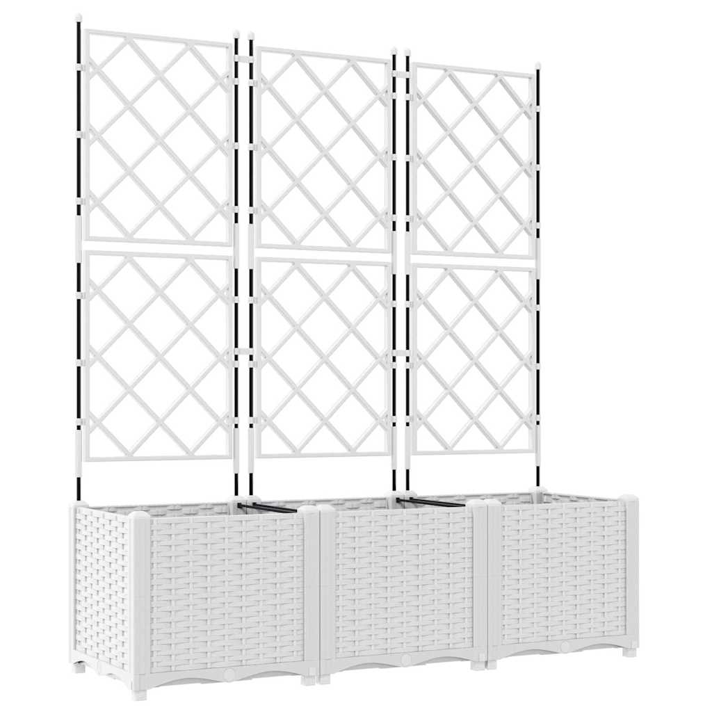 Γλάστρα Κήπου 3 pcs Λευκό 120 x 40 x 143 εκ. Ατσάλι - Pakobazaar