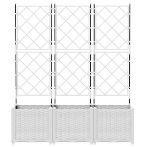 Γλάστρα Κήπου 3 pcs Λευκό 120 x 40 x 143 εκ. Ατσάλι - Pakobazaar