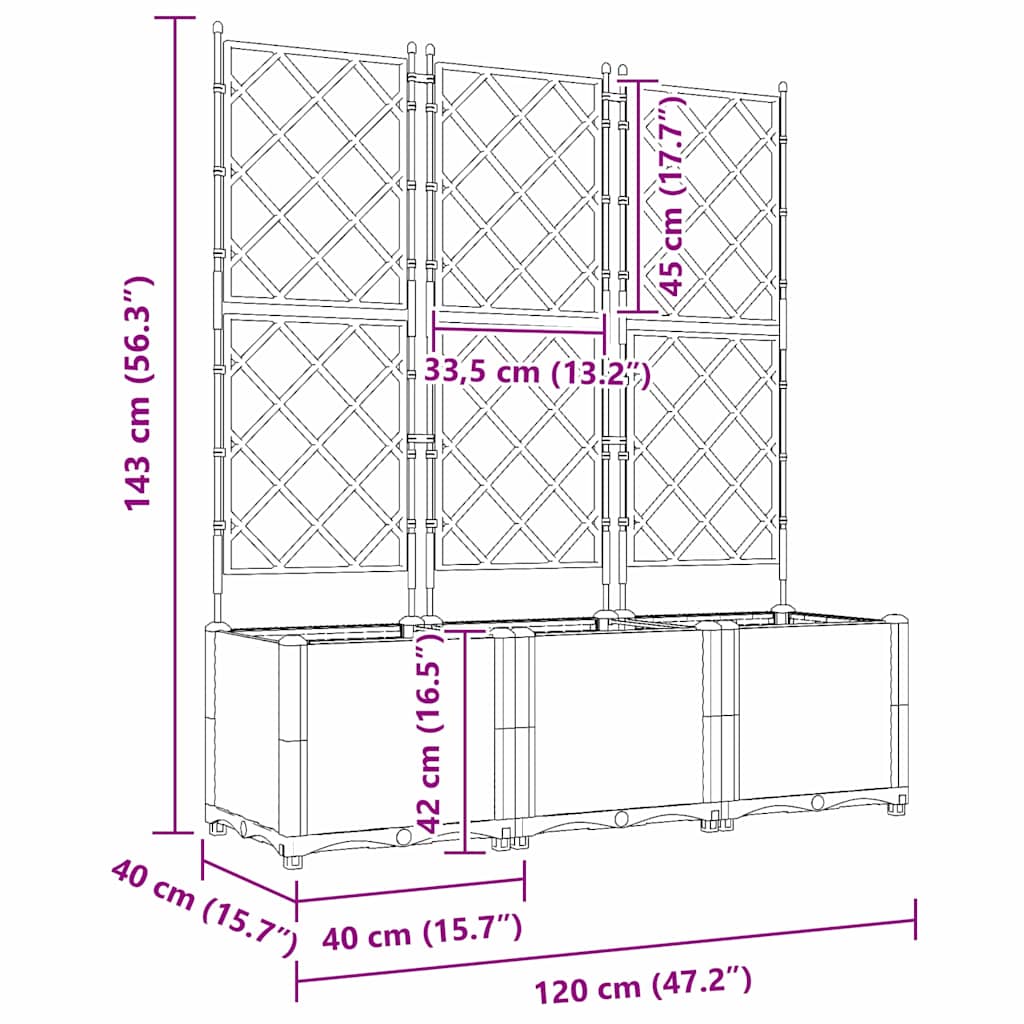 Γλάστρα Κήπου 3 pcs Λευκό 120 x 40 x 143 εκ. Ατσάλι - Pakobazaar