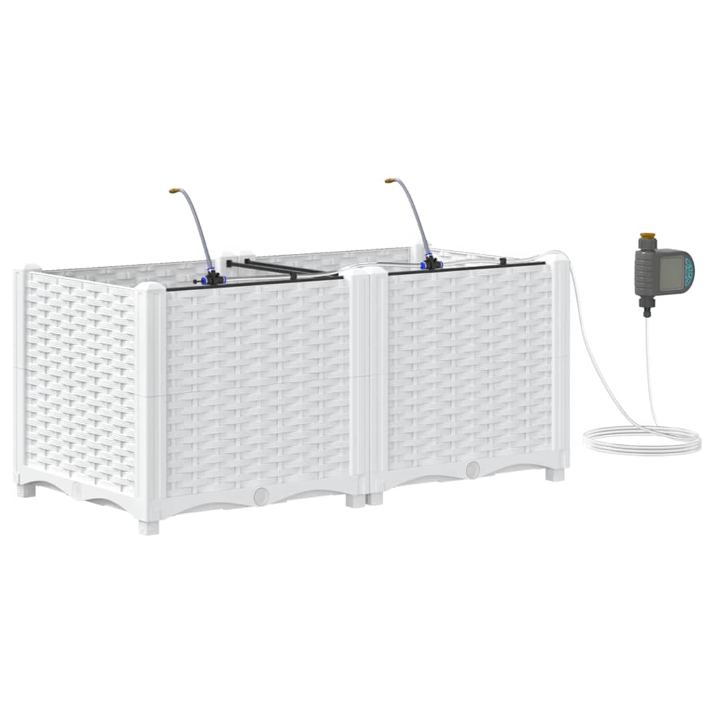 Γλάστρα Κήπου 2 pcs Λευκό Ατσάλι - Pakobazaar