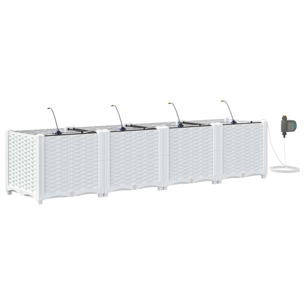 Γλάστρα Κήπου 4 pcs Λευκό Ατσάλι - Pakobazaar