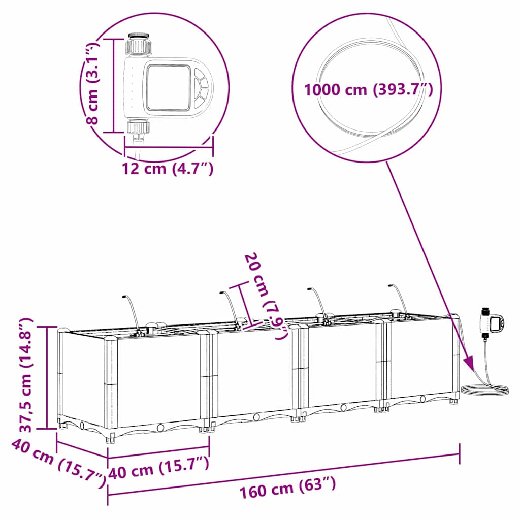 Γλάστρα Κήπου 4 pcs Λευκό Ατσάλι - Pakobazaar