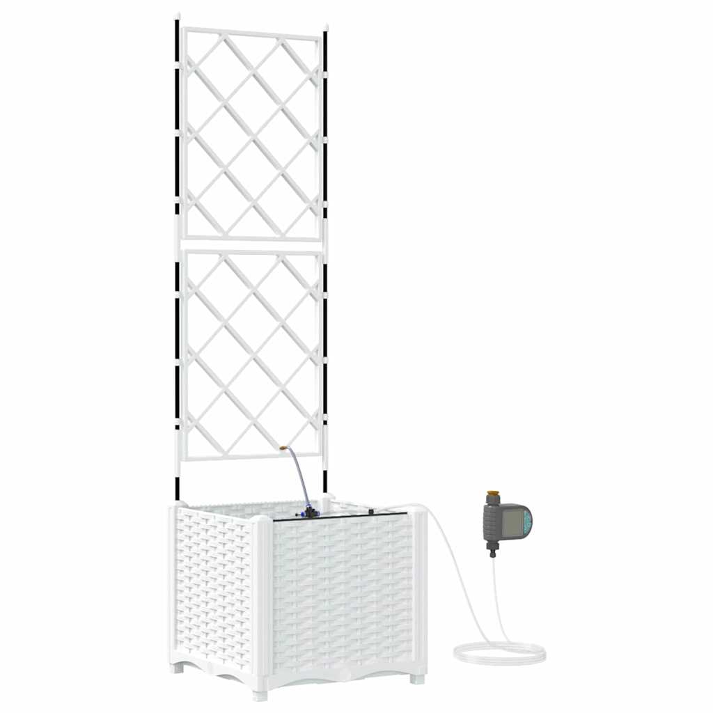 Γλάστρα Κήπου Λευκό 40 x 40 x 142 cm Ατσάλι - Pakobazaar