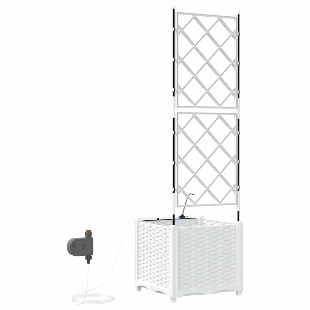 Γλάστρα Κήπου Λευκό 40 x 40 x 142 cm Ατσάλι - Pakobazaar