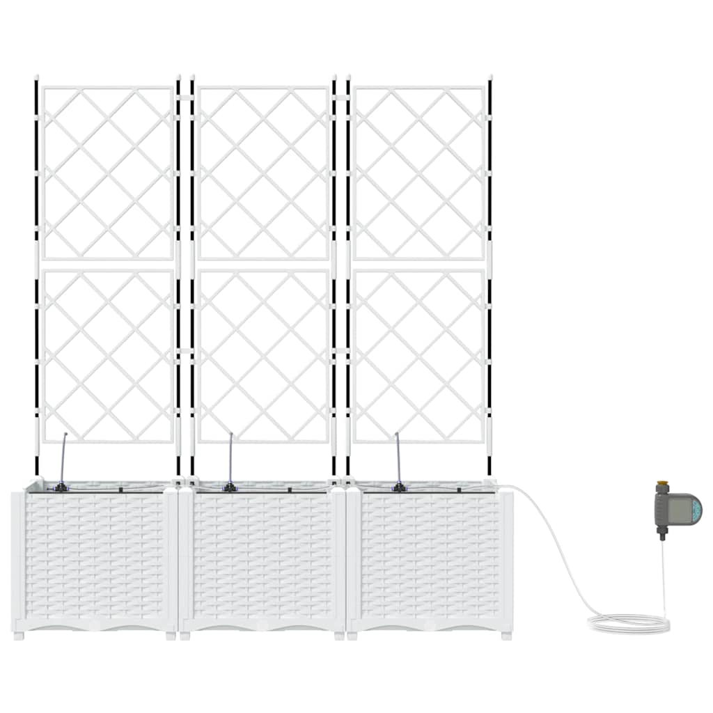 Γλάστρα Κήπου 3 pcs Λευκό Ατσάλι - Pakobazaar