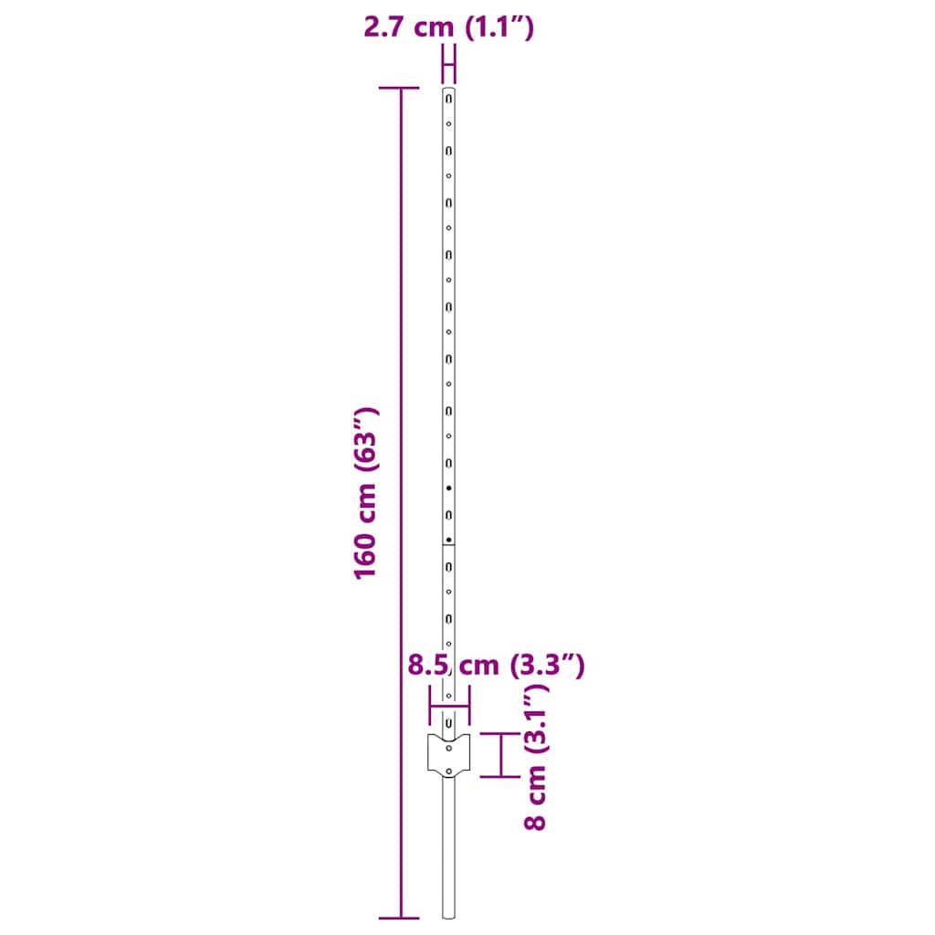 Στύλος Περιφράξεων 11 pcs Πράσινο 120 cm Ατσάλι - Pakobazaar