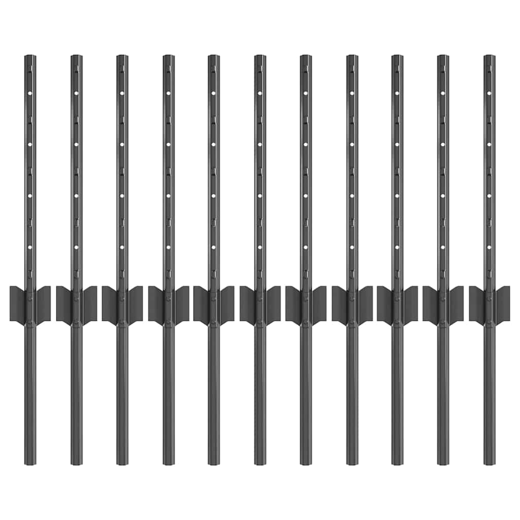Στύλος Περιφράξεων 11 pcs Γκρι 40 cm Ατσάλι