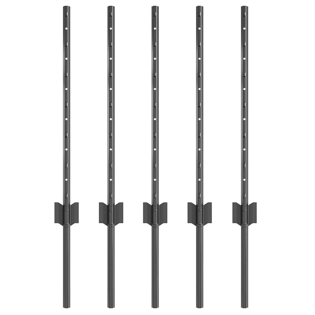 Στύλος Περιφράξεων 5 pcs Γκρι 60 cm Ατσάλι - Pakobazaar