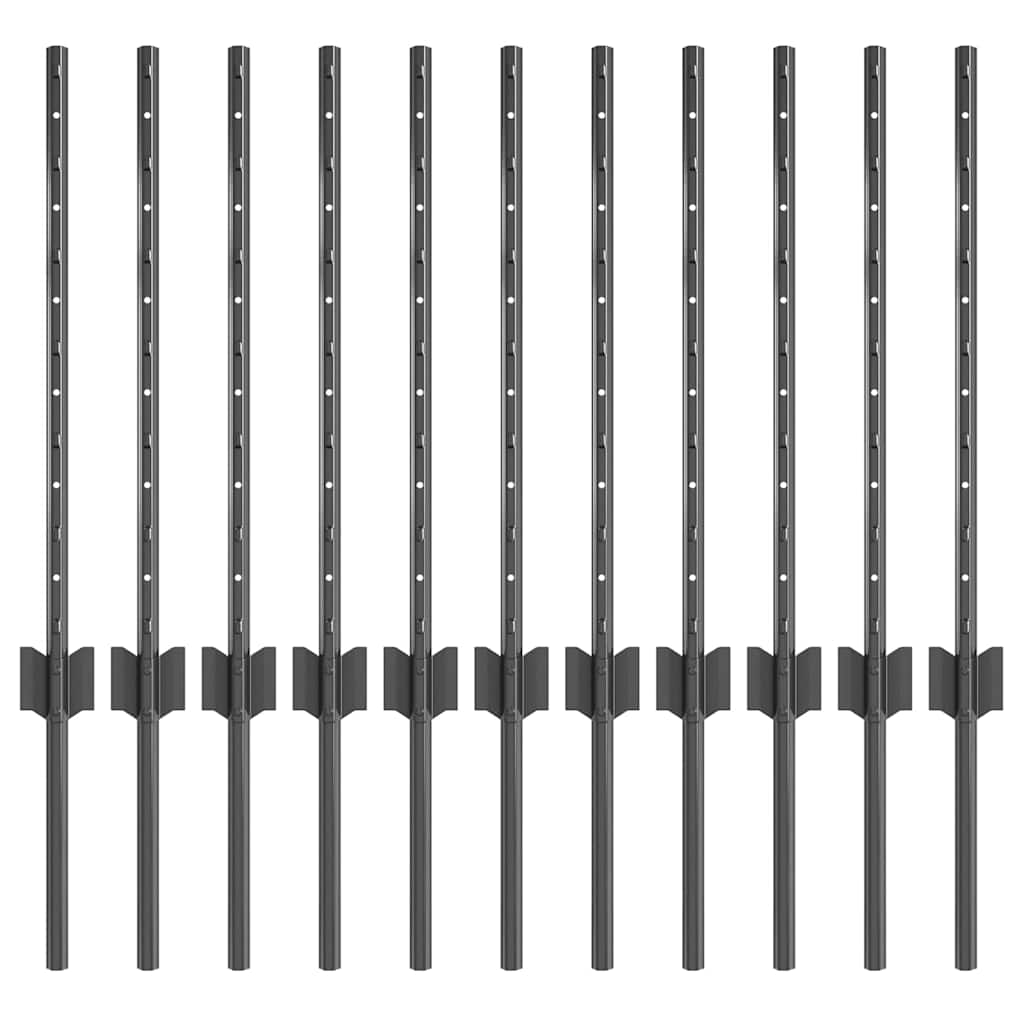 Στύλος Περιφράξεων 11 pcs Γκρι 60 cm Ατσάλι - Pakobazaar