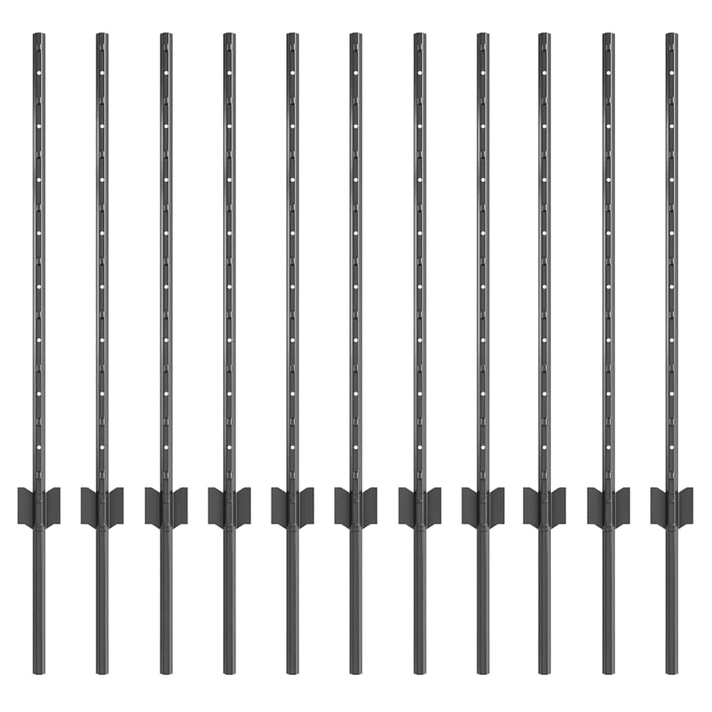 Στύλος Περιφράξεων 11 pcs Γκρι 80 cm Ατσάλι - Pakobazaar