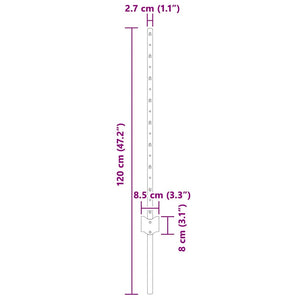 Στύλος Περιφράξεων 11 pcs Γκρι 80 cm Ατσάλι - Pakobazaar