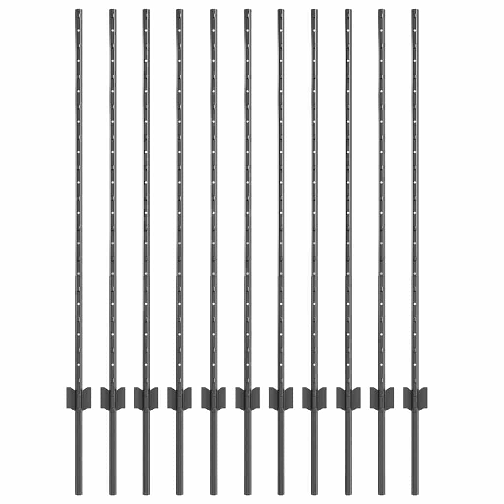 Στύλος Περιφράξεων 11 pcs Γκρι 120 cm Ατσάλι - Pakobazaar