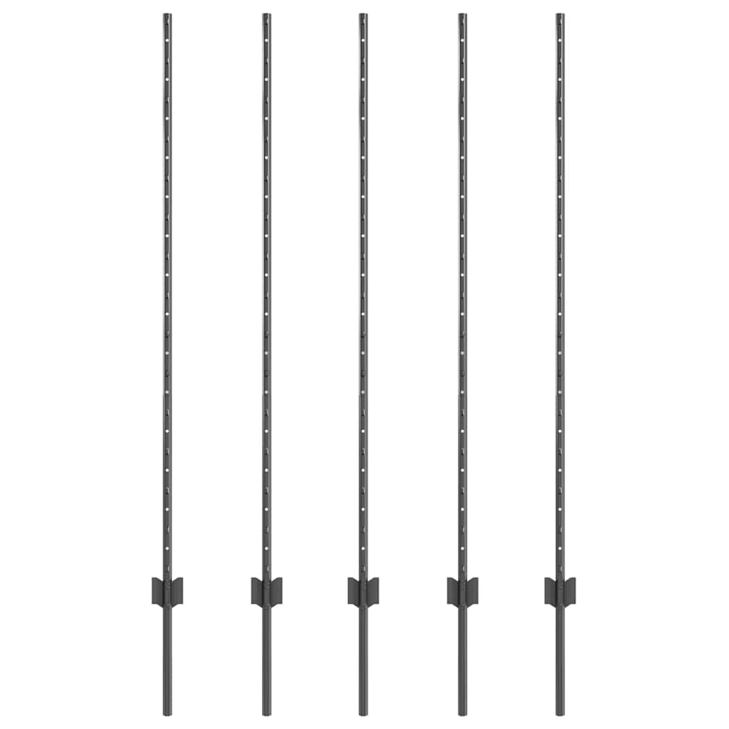 Στύλος Περιφράξεων 5 pcs Γκρι 140 cm Ατσάλι - Pakobazaar