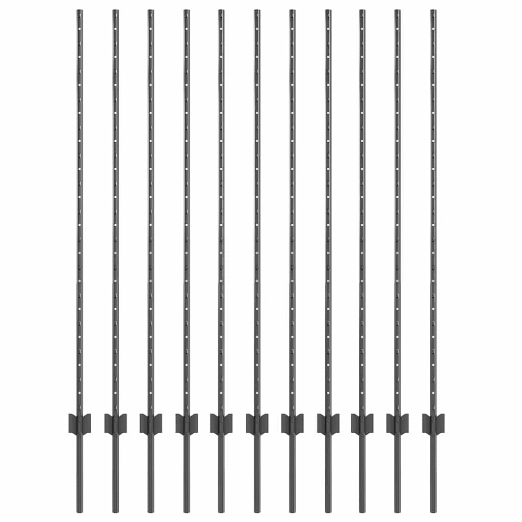 Στύλος Περιφράξεων 11 pcs Γκρι 140 cm Ατσάλι - Pakobazaar