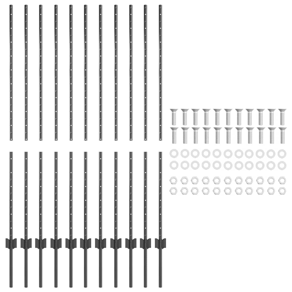 Στύλος Περιφράξεων 11 pcs Γκρι 140 cm Ατσάλι - Pakobazaar