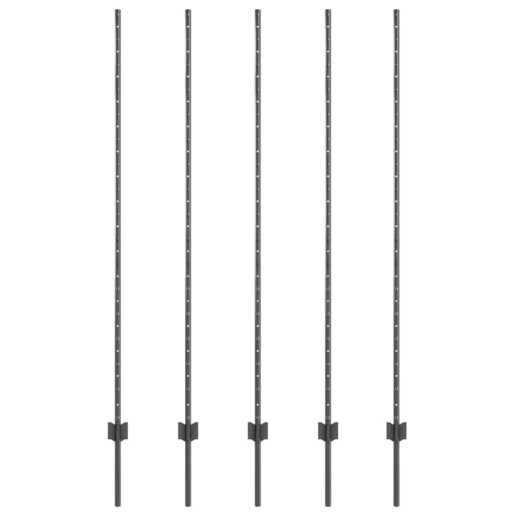 Στύλος Περιφράξεων 5 pcs Γκρι 150 cm Ατσάλι - Pakobazaar