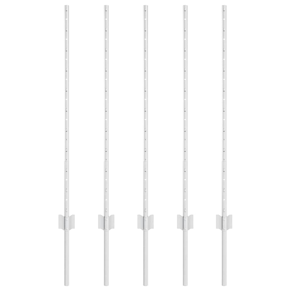 Στύλος Περιφράξεων 5 pcs Ασημί 100 cm Ατσάλι