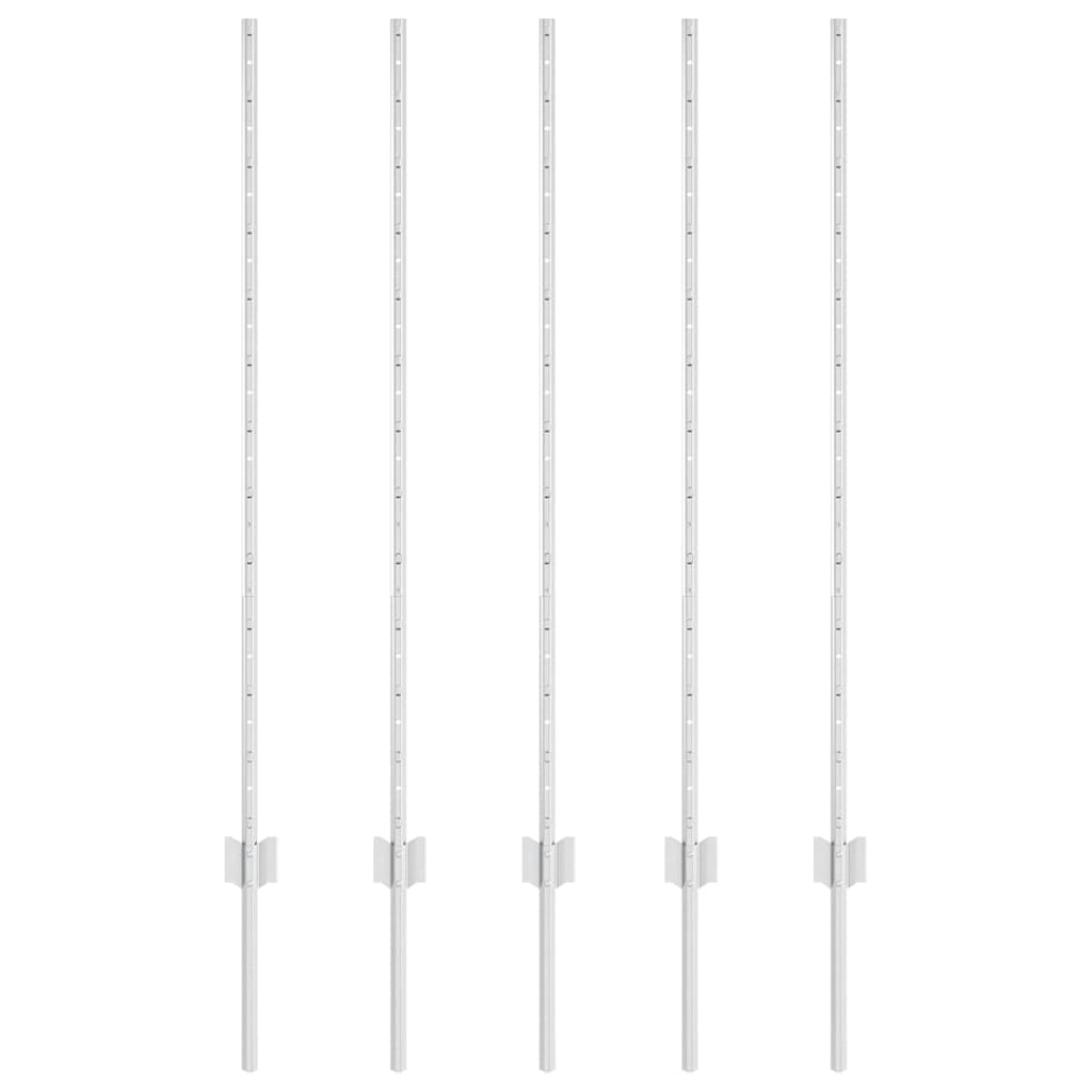 Στύλος Περιφράξεων 5 pcs Ασημί 120 cm Ατσάλι - Pakobazaar