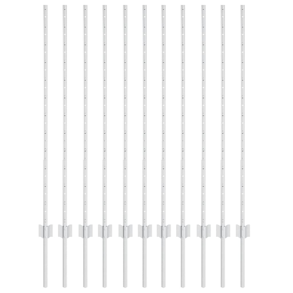 Στύλος Περιφράξεων 11 pcs Ασημί 120 cm Ατσάλι - Pakobazaar