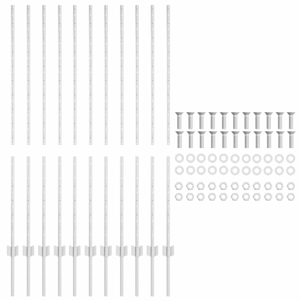 Στύλος Περιφράξεων 11 pcs Ασημί 140 cm Ατσάλι - Pakobazaar