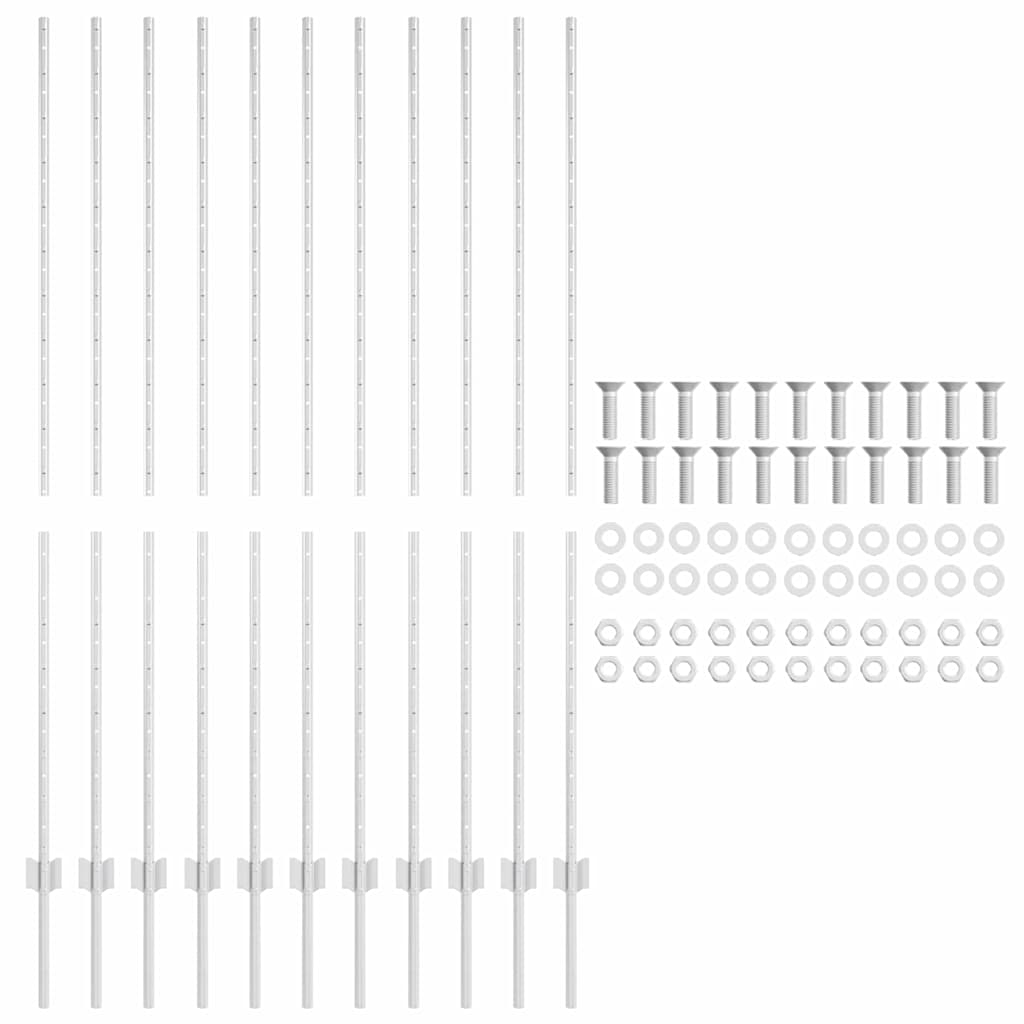 Στύλος Περιφράξεων 11 pcs Ασημί 160 cm Ατσάλι