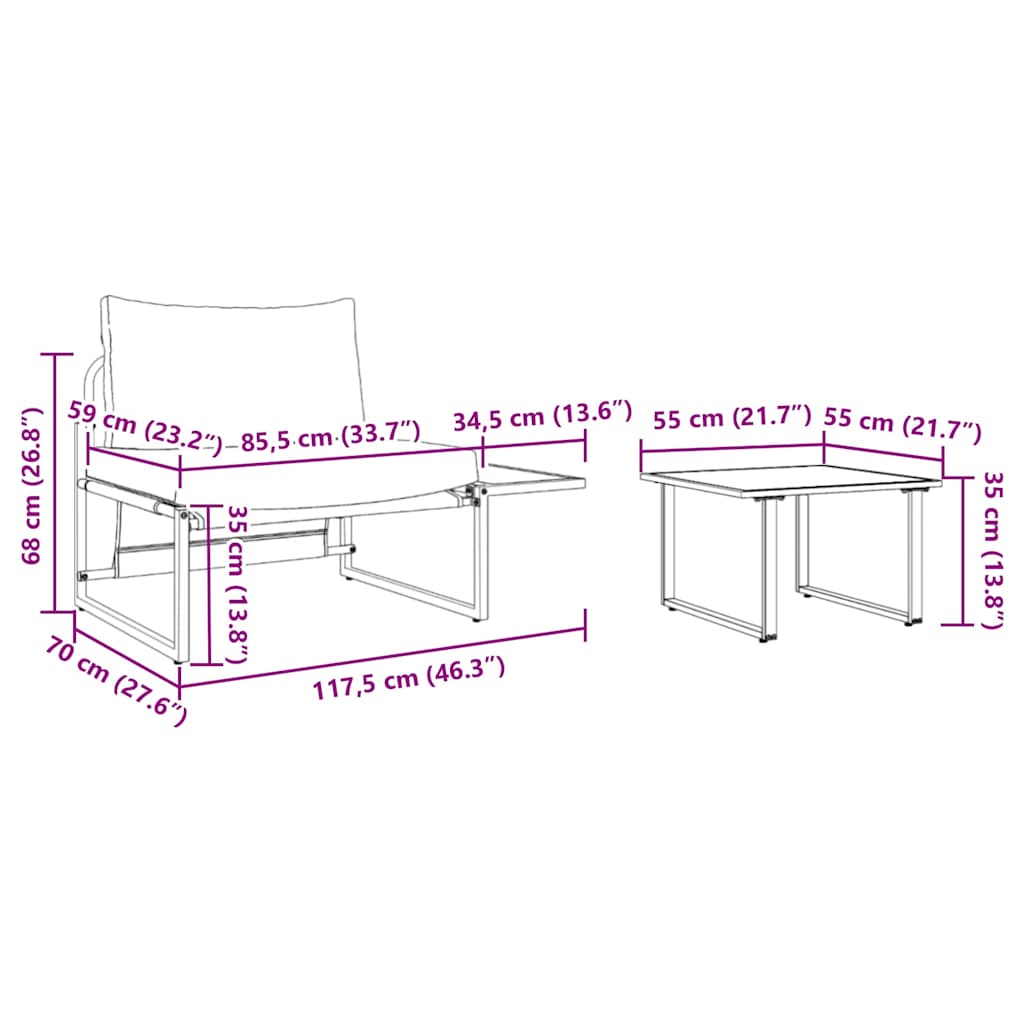 Σετ Καναπέ Κήπου 2 pcs Taupe Ατσάλι