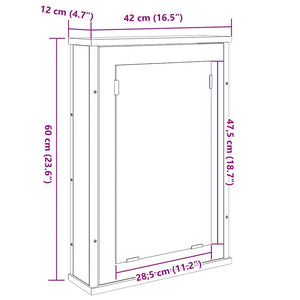 Ντουλάπα Καθρέφτη με ράφι με πόρτα Δρύς Sonoma 42 x 12 x 60 εκ. - Pakobazaar