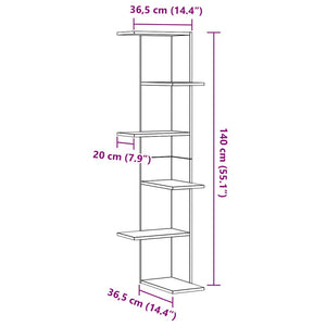 Ράφι Γωνίας Τοίχου Μαύρη Οξυά 36.5 x 36.5 x 140 εκ