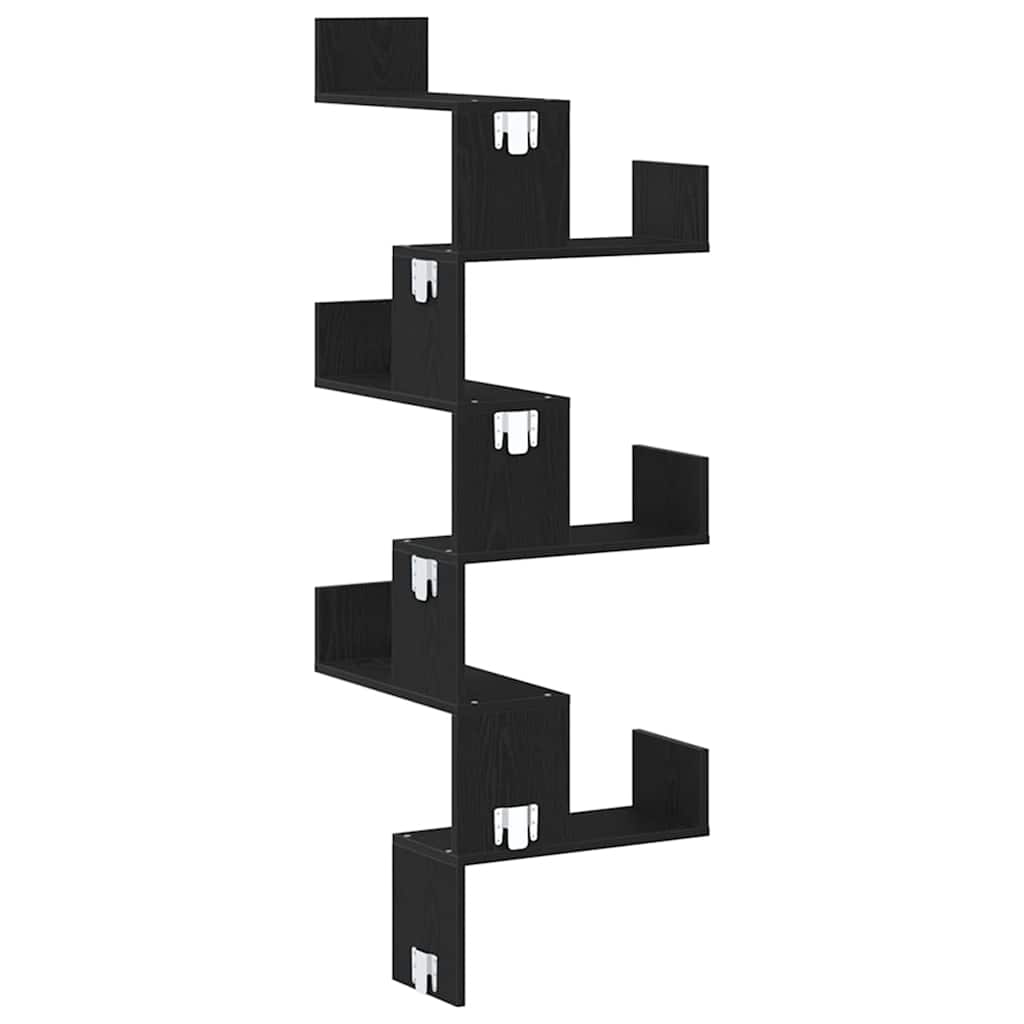 Ράφι Γωνίας Τοίχου με ράφι Μαύρη Οξυά 45 x 45 x 147 cm