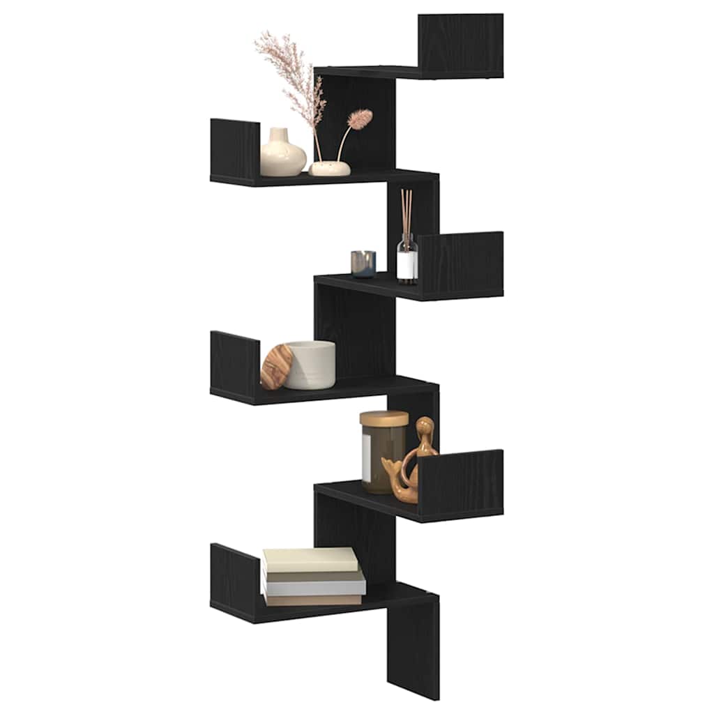 Ράφι Γωνίας Τοίχου με ράφι Μαύρη Οξυά 45 x 45 x 147 cm