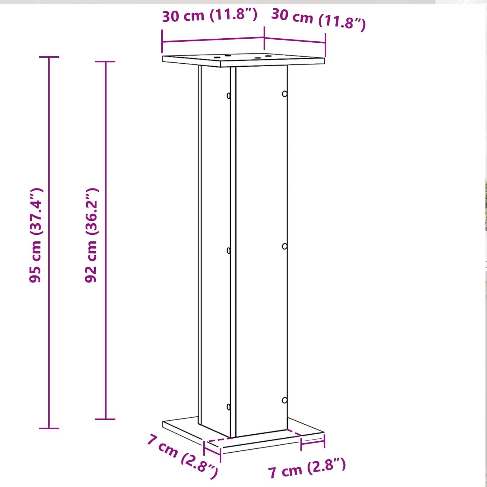 Βάσεις Ηχείων 2 pcs Μαύρη Οξυά 30 x 30 x 95 cm - Pakobazaar