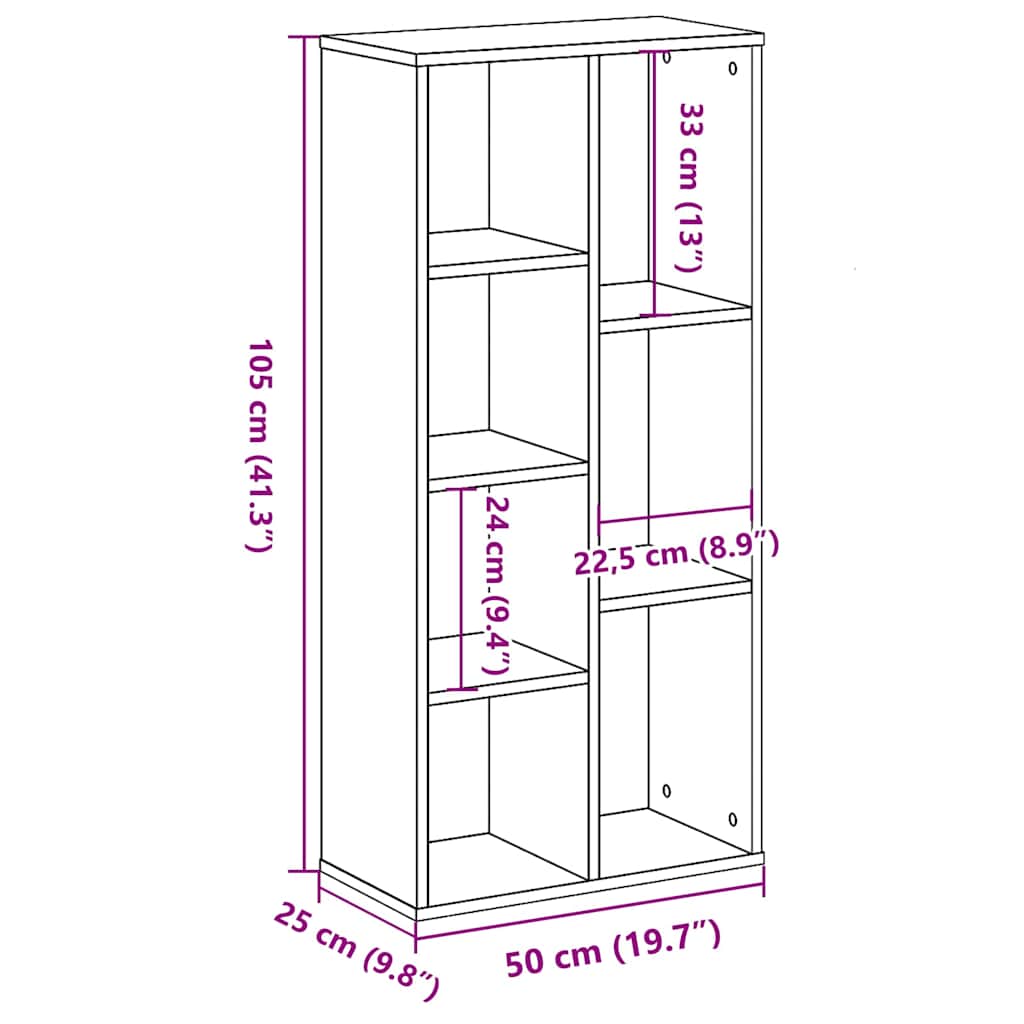 Βιβλιοθήκη Μαύρη Οξυά 50 x 25 x 102 εκ - Pakobazaar
