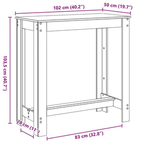 Τραπέζι μπαρ 102 x 50 x 103.5 εκ. Επεξεργασμένο Ξύλο Μαύρη Οξυά