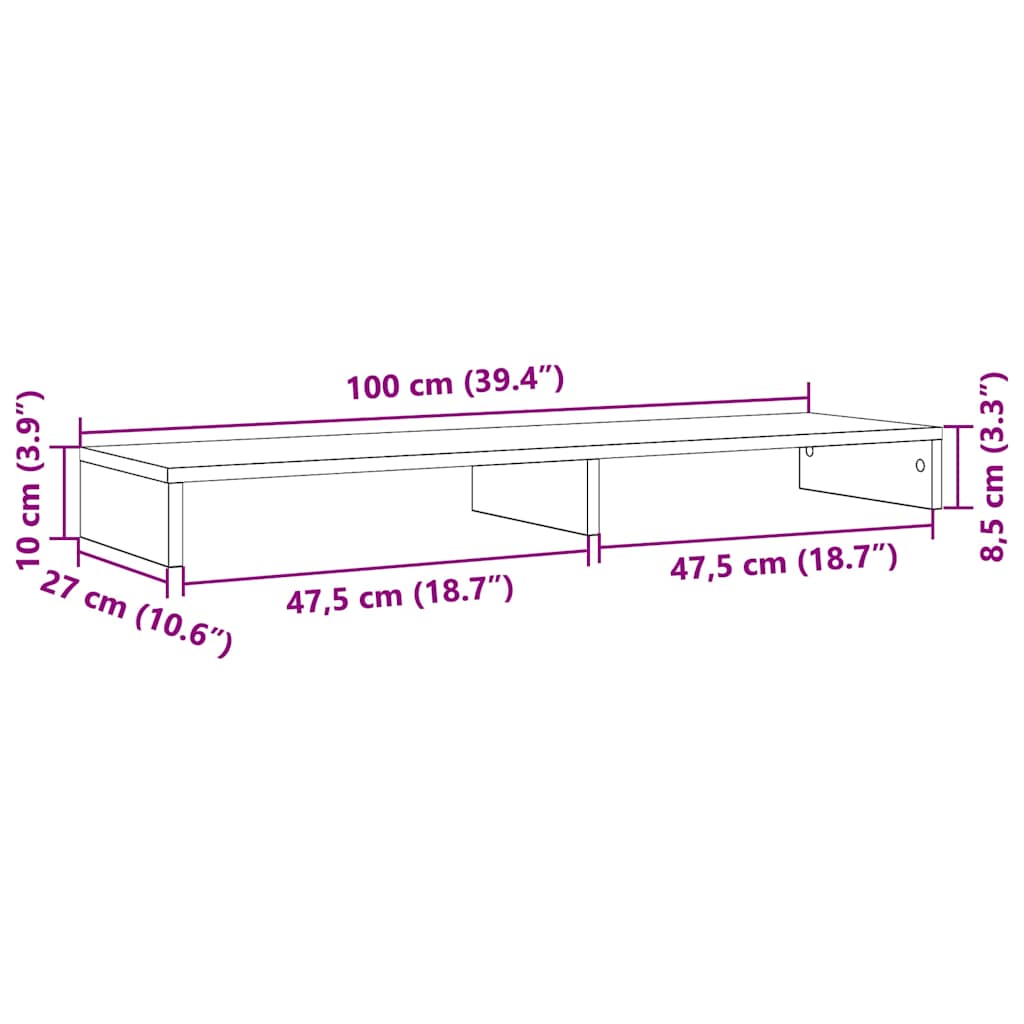 Βάση Οθόνης Μαύρη Δρυς 100x27x10 εκ. από Τεχνητό Ξύλο - Pakobazaar