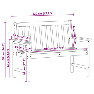 Παγκάκι κήπου Λευκό 120 x 59 x 88 εκ. HDPE